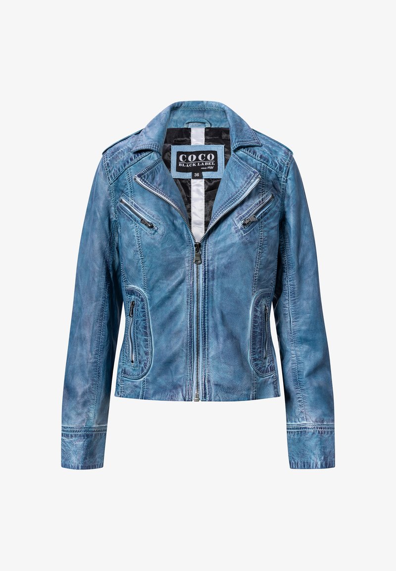 NO N4ME Lederjacke - blau
