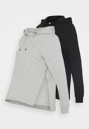 OVERSIZED HOODIE WITH POCKETS AND NURSING SIDE SLITS 2 PACK - Mikina - black/light grey