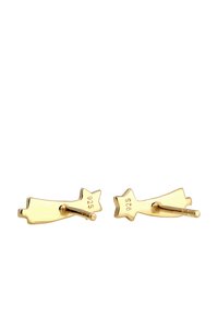 Goldfarbene Ohrstecker in Sternform, aus 925er Silber, mit einer polierten Oberfläche und einem einfachen Steckerverschluss.