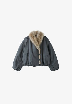 Stradivarius, PUFFER JACKET WITH FAUX FUR SHAWL COLLAR - Winterjacke - dark grey