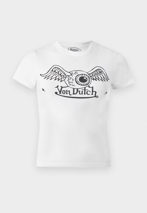 Von Dutch, SOLID CROP WITH ROUND NECK AND FRONT PRINT - Tricou cu imprimeu - white