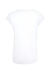 White short-sleeve t-shirt with a rounded neckline and rolled cuffs, made of soft fabric. Smooth texture, clean design, and no additional details.