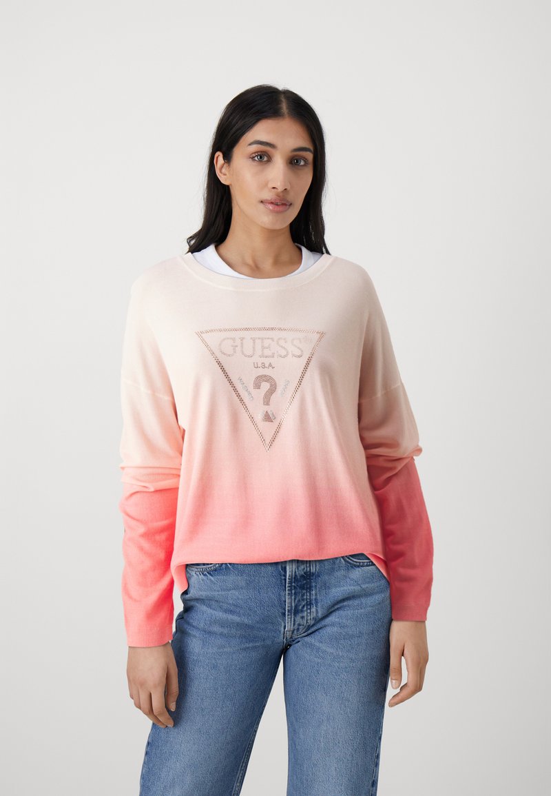 Guess - IRENE TRIANGLE LOGO - Neule - peach sky and coral, Suurenna