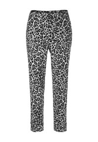 Leopard-Print-Hose in Schwarz und Weiß mit einem elastischen Bund und schmal zulaufendem Bein-Design sowie seitlichen Taschen. Weicher Stoff.