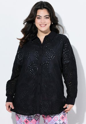 Angel of Style LOCHSTICKEREI LANGARM - Button-down blouse - black