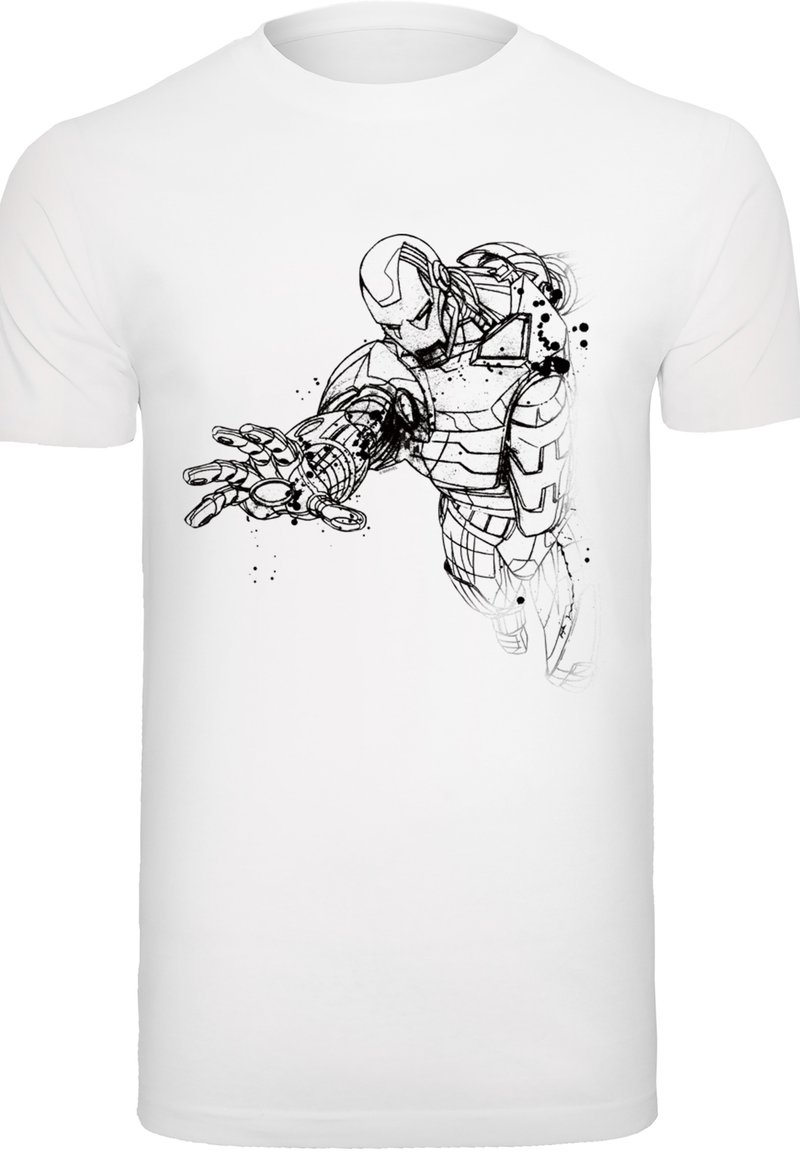 Marvel T-Shirt Uomo Mono Logo - 65% Poliestere 35% Cotone, Girocollo, Manica Corta, Nero