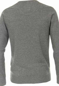 Grijze ronde hals sweater met lange mouwen, gemaakt van een zachte katoenmix. Beschikt over een gladde textuur en ribgebreide manchetten en onderrand.