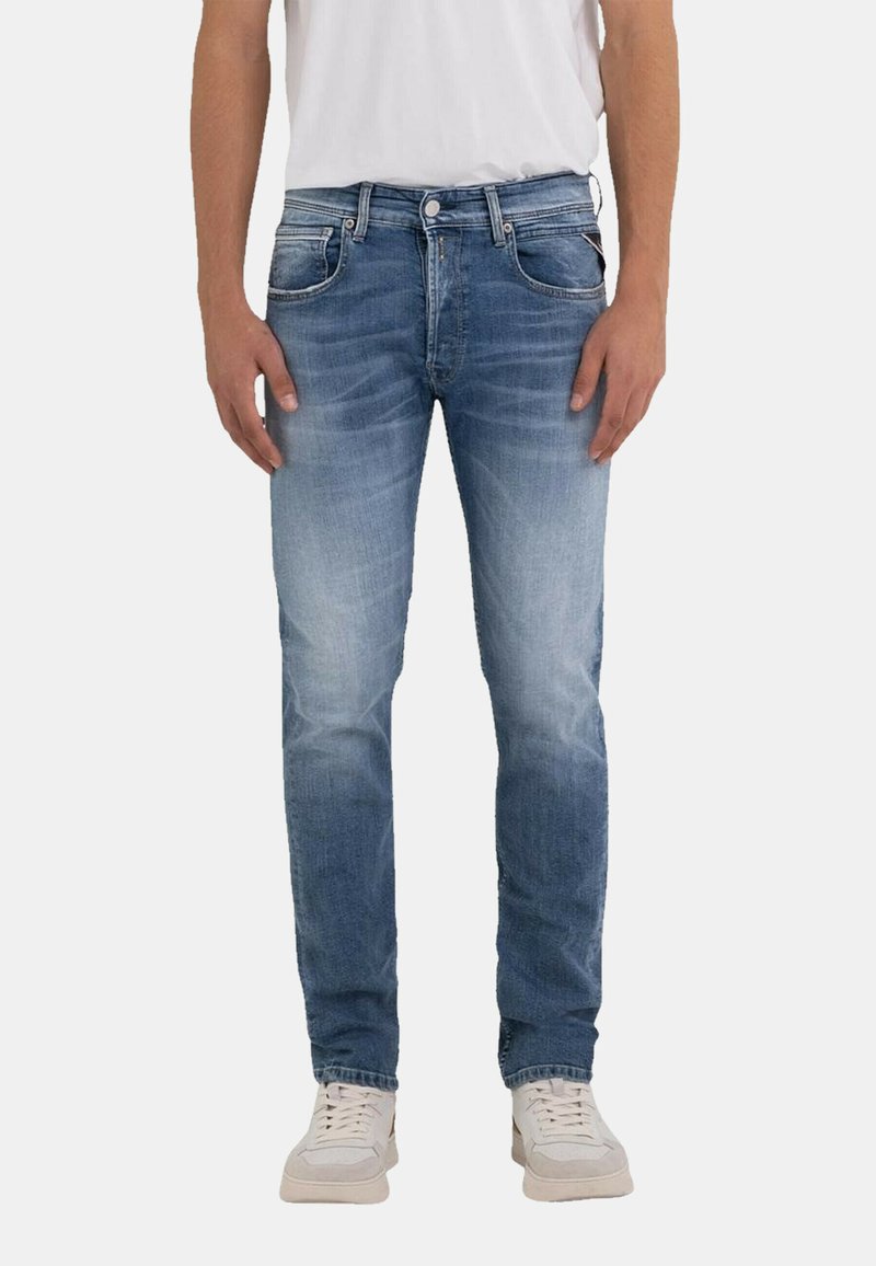 Replay GROVER IM 5-POCKET-STYLE MIT LABE - Jeans slim fit - blau