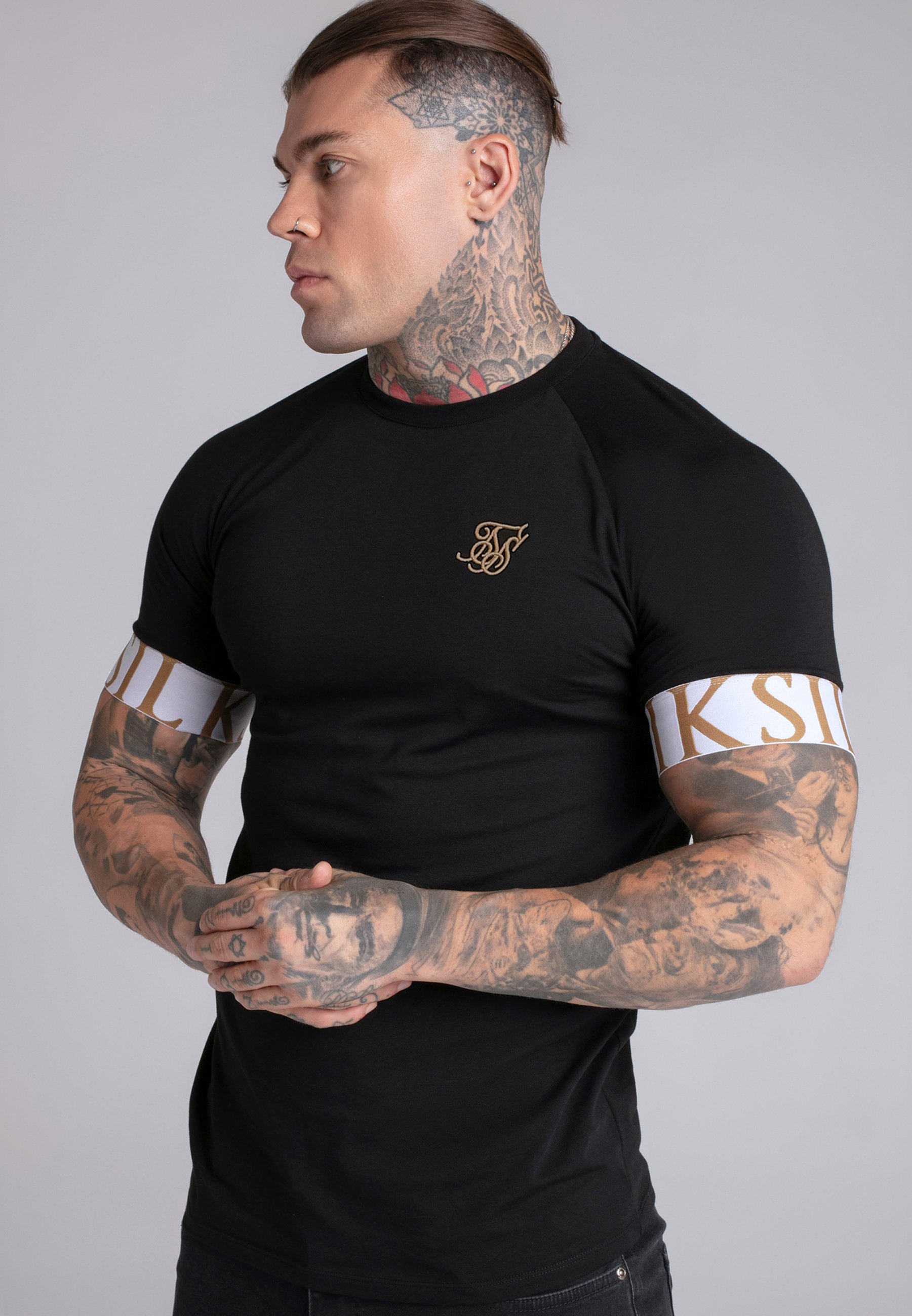 SIKSILK T-shirt imprimé - black/noir