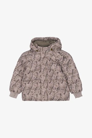 Kevadpistikus kootud pufferi jakk helesinises toonis, millel on botaaniline print. Sisaldab kapuutsi, kahte nuppu ja soonikkoesiseid varrukaotsi. Pehme, tekstuuriga sisevooder.