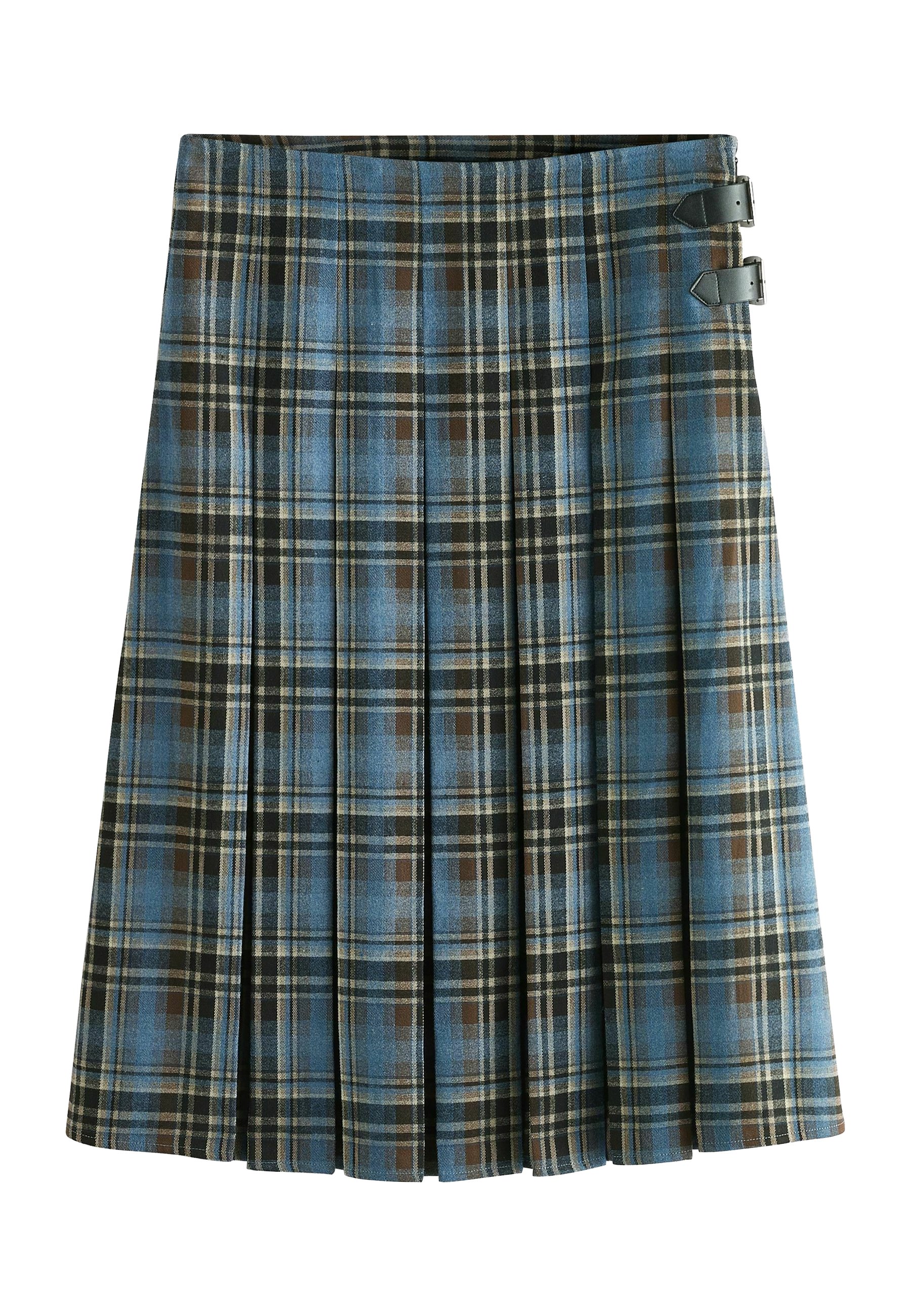 Next PETITE FIT CHECK KNEE LENGTH KILT A-line skirt blue