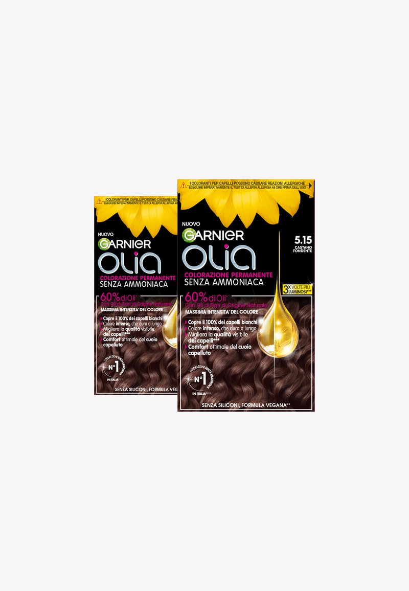 Garnier TINTA CAPELLI OLIA COLORAZIONE PERMANENTE SENZA AMMONIACA COPRE IL 100% DEI CAPELLI BIANCHI CON OLI DI FIORI DI ORIGINE NATURALE - 2 PACK - Tinte capelli - castano fondente (5.15)