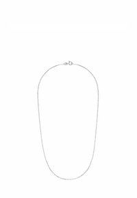 Collana delicata in argento con piccoli anelli equidistanti e chiusura a gancio a molla.