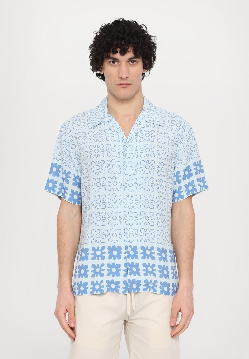 sandro VINTAGE FLOWER SHIRT  - Cămașă - ciel