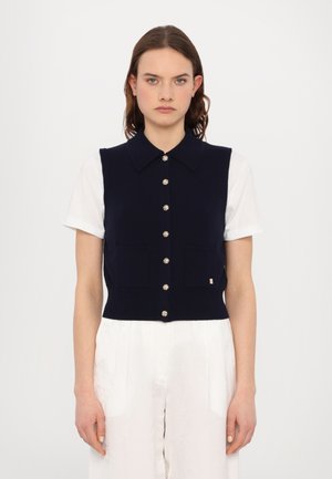 CARDIGAN POLO SANS MANCHE - Vest - bleu nuit