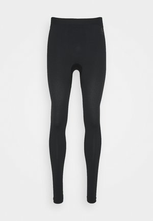 Leggings sportivi neri con un motivo testurizzato, dotati di una vita alta e di un design aderente, adatti per l'abbigliamento attivo.