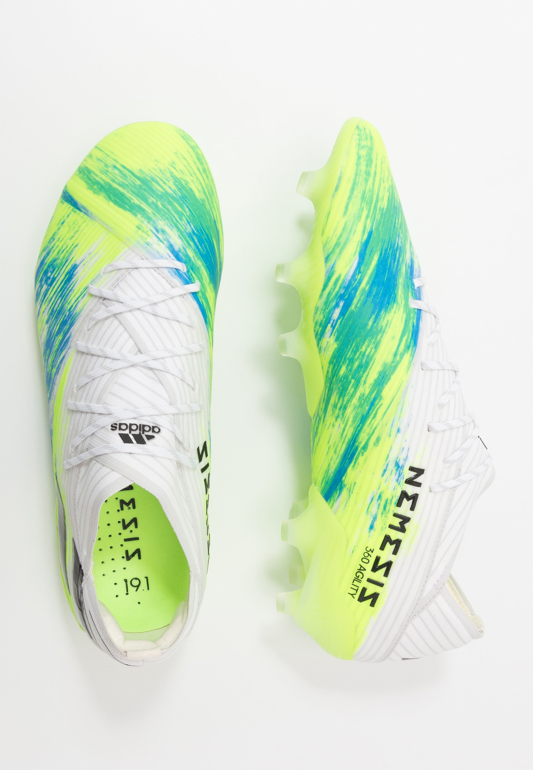 adidas Performance NEMEZIZ 19.1 FG - Voetbalschoenen met kunststof noppen -  footwear white/core black/signal green/wit - Zalando.nl