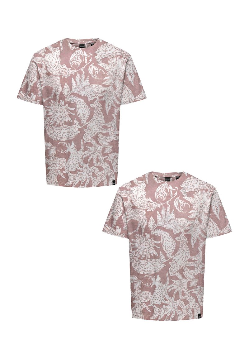 Only & Sons 2ER-PACK RUNDHALS KURZARM - Print T-shirt - rot