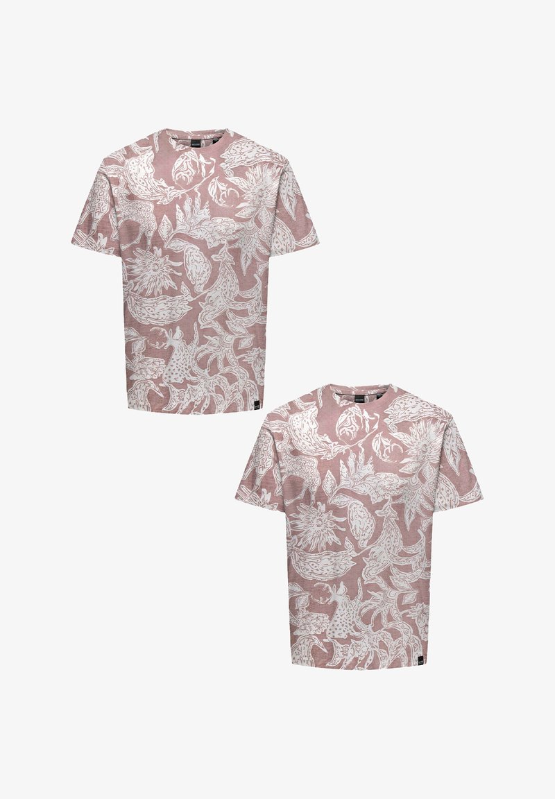 Only & Sons 2ER-PACK RUNDHALS KURZARM - Print T-shirt - rot