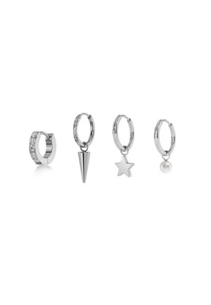 4 PACK - Einzelner Ohrring - silver-coloured