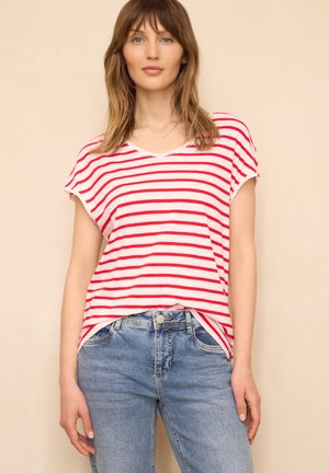 Street One Studio DROPPED SHOULDER SHIRT MIT  STREIFEN - T-shirt con stampa - chili red