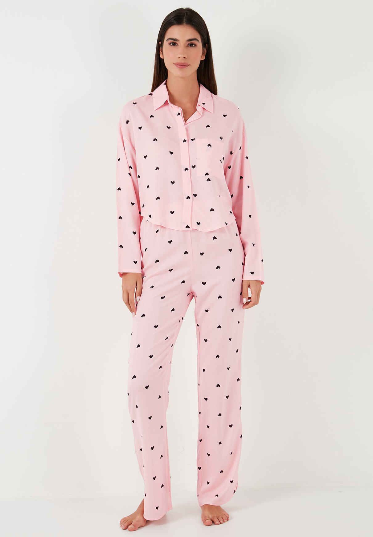 Set Pigiama Da Donna In Raso 4 Pezzi – Maniche Lunghe Con Bottoni, Invernale E Natalizio