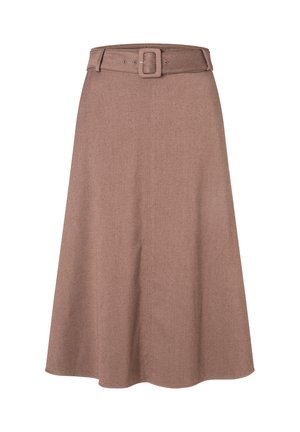 More & More, MORE & MORE FLIESSENDER, AUSGESTELLTER MIDIROCK - A-line skirt - brown melange