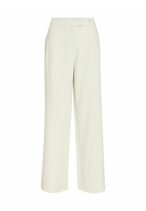 Off-white vid bukse med beltehemper, flat front og rett snitt, designet for en avslappet passform.