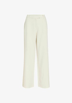 Off-white vid bukse med beltehemper, flat front og rett snitt, designet for en avslappet passform.