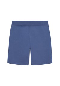 Shorts en coton bleu au toucher doux, avec une taille élastique et un design épuré. Sans poches et avec une coupe droite à mi-thigh.