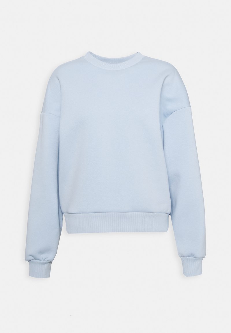 Ljusblå sweatshirt i mjukt material med rund halsringning, långa ärmar och ribbade cuffs och nederkant. Enkel och ren design.