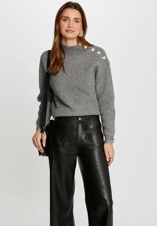 LONG-SLEEVED WITH BUTTONS - Jumper - gris anthracite