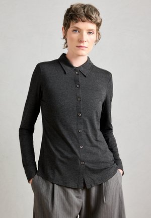 BLOUSE LONG SLEEVE COLLAR BUTTON PLACKET - Chemisier - night grey melange