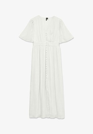 Vero Moda, VMDORA 2/4 V-NECK PLISSE DRESS WVN EXP - Robe longue - snow white