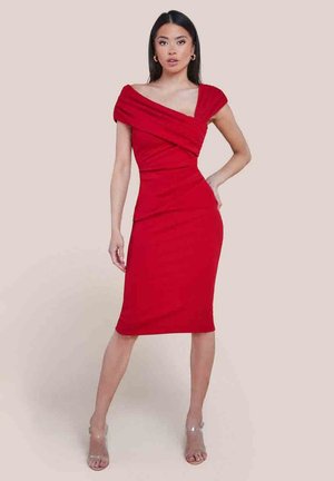 Goddiva PLEATED DROP SHOULDER MIDI - Cocktailkjole / festkjole - red