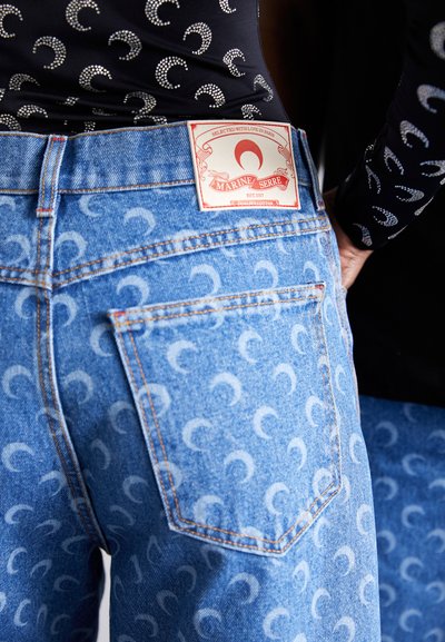 MARINE SERRE MOON BERMUDAS UNISEX - Shorts di jeans - light blue
