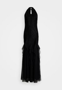 Lauren Ralph Lauren RUFFLE-TRIM BEADED MESH HALTER GOWN - Alkalmi viselet - black