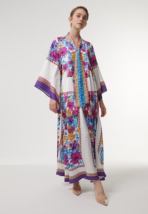 Leem TIE NECK FLORAL PRINT - Vestido largo - white