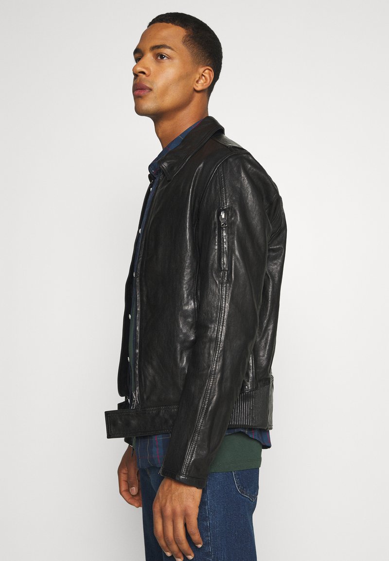 Allsaints Kaleb Jacket Leather Jacket Black Zalando Co Uk