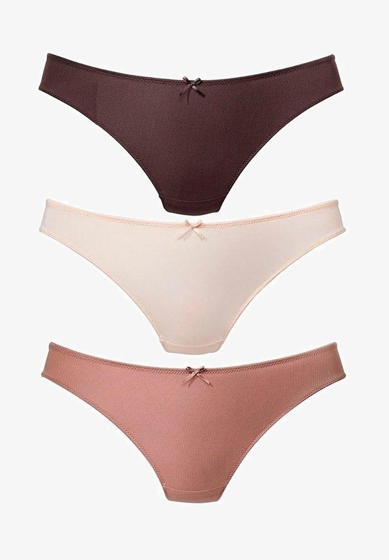 LASCANA PETITE FLEUR 3 PACK - String - braun + hautfarben + puder