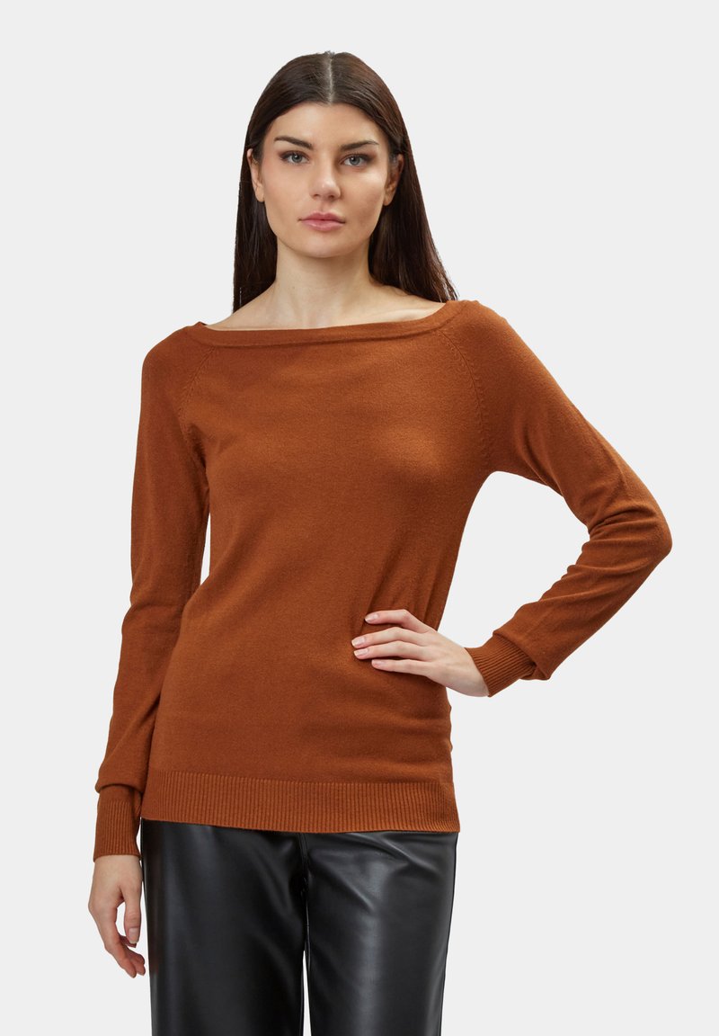 INFLUENCER BOAT-NECK BASIC - Maglione - caramel
