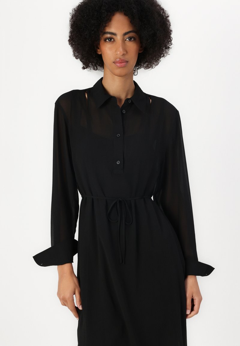 Calvin Klein GEORGETTE MINI - Shirt dress - black - Zalando