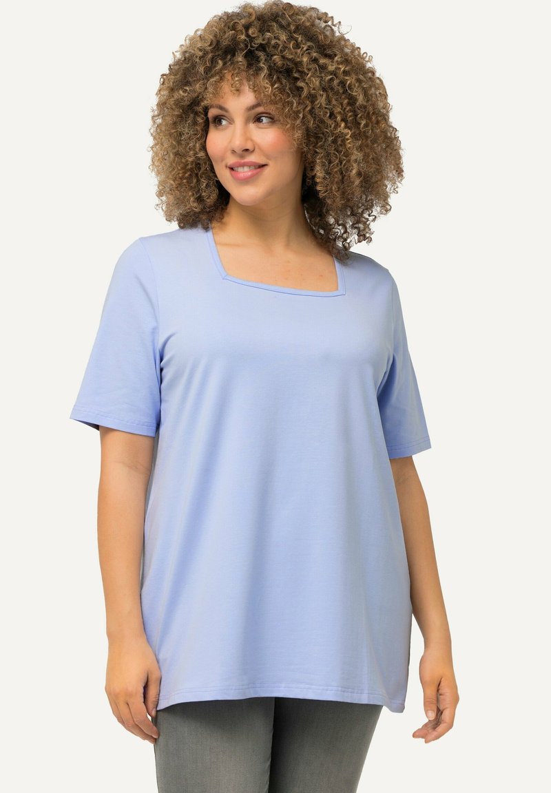 Ulla Popken CARREE-AUSSCHNITT - Jednoduché tričko - classic sky blue
