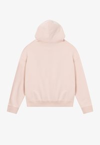 Sweatshirt rose avec capuche, ourlet et poignets côtelés. Tissu doux, coupe décontractée et coutures minimales le long du dos et des épaules.