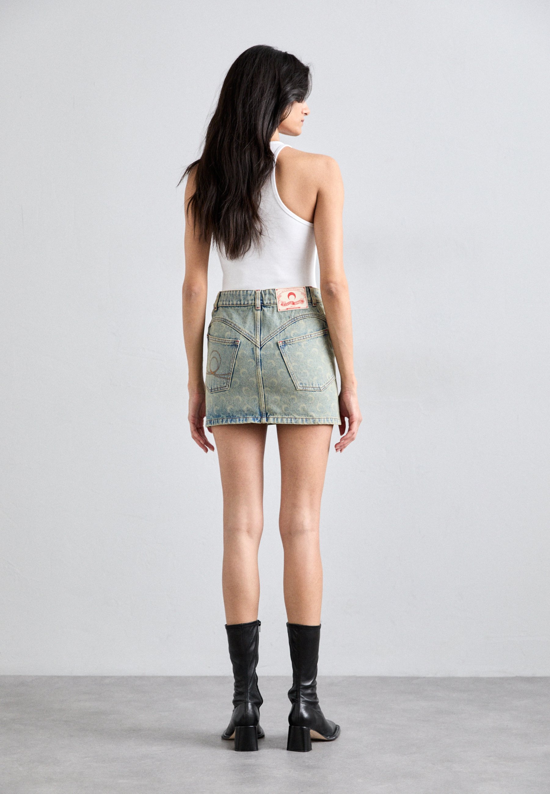MARINE SERRE MOON LASER MINI SKIRT - Denim skirt - light