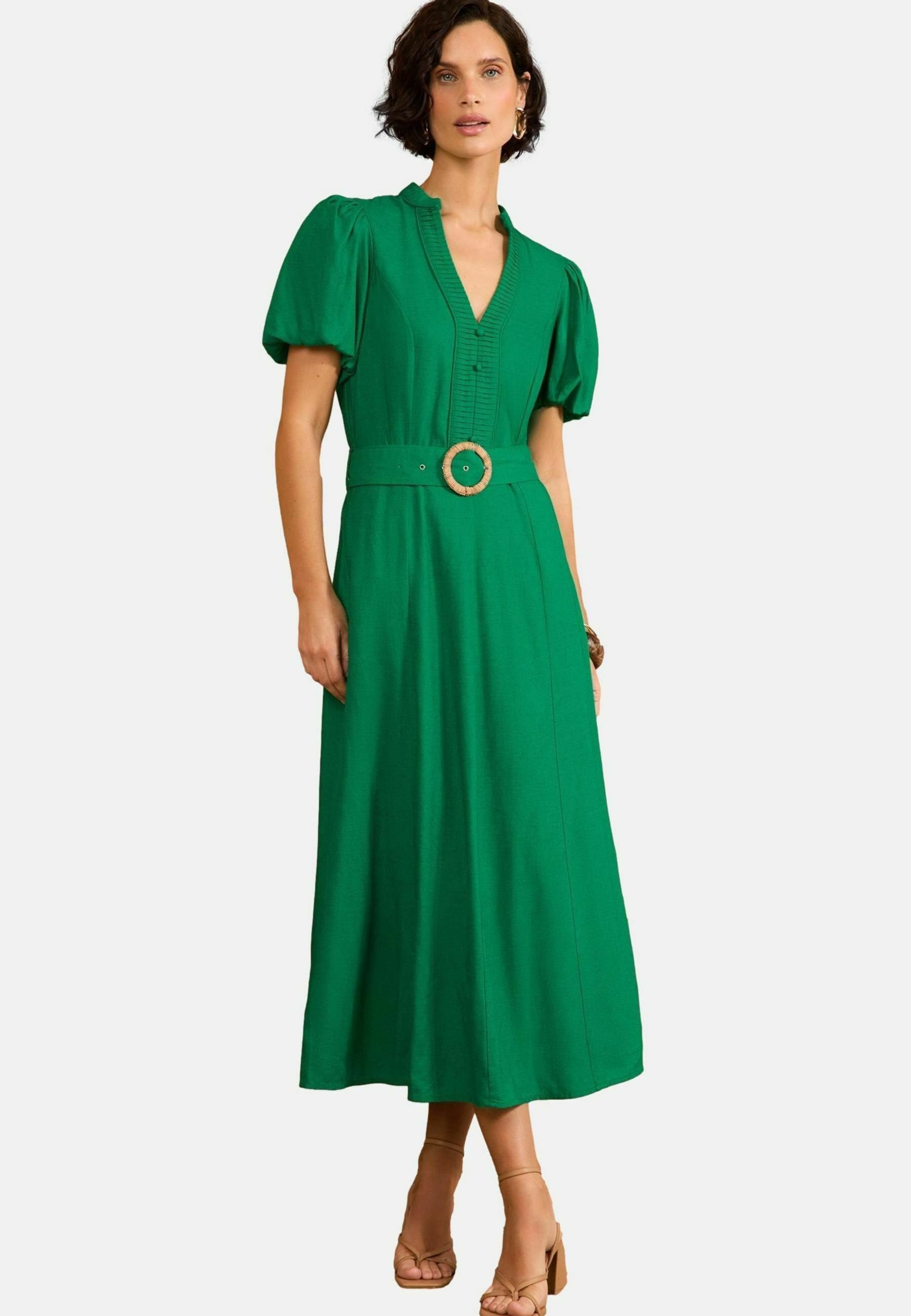 Love Roses REGULAR FIT V-NECK PUFF SLEEVE MIDI Day dress