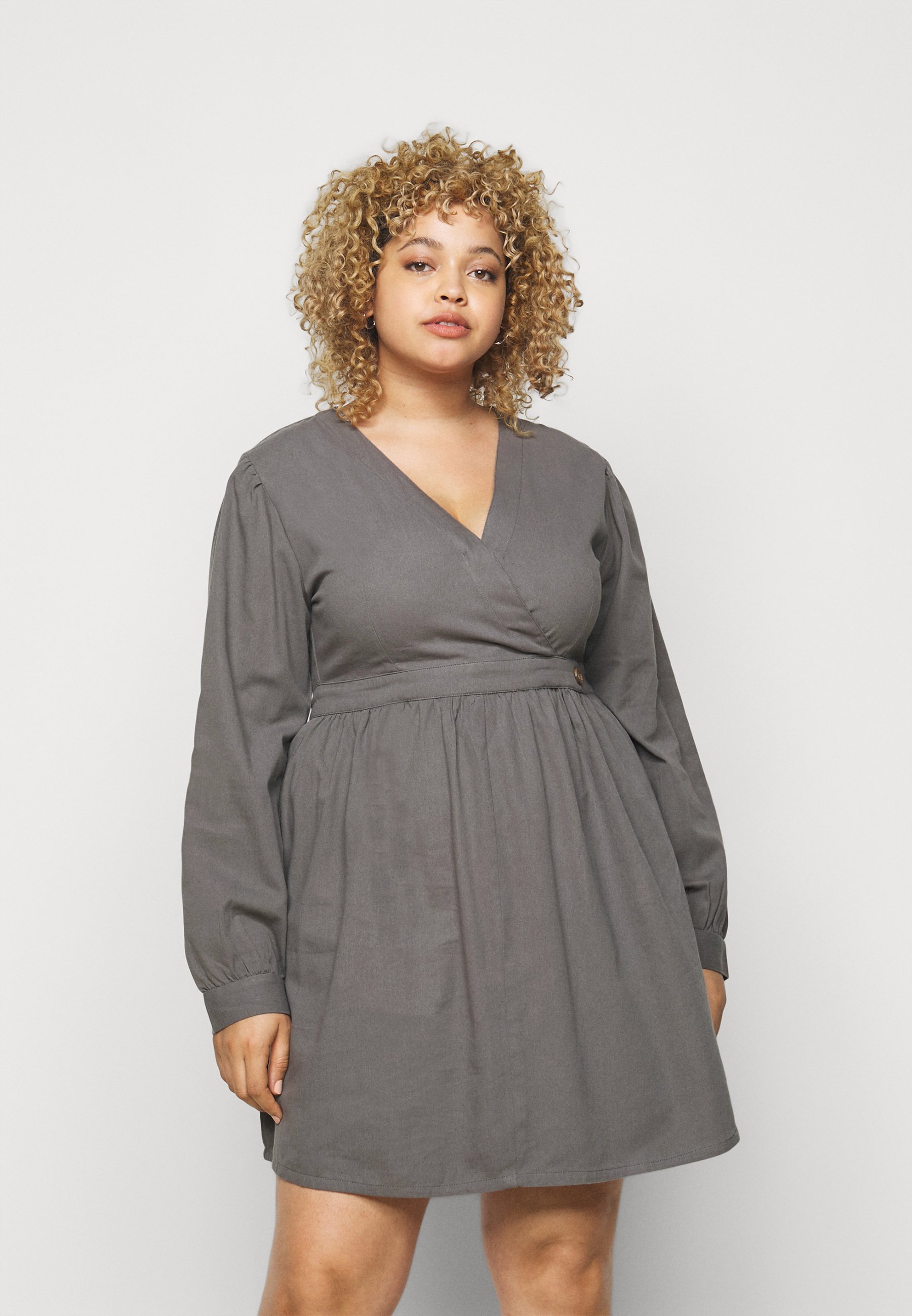 plus size long sleeve wrap dress