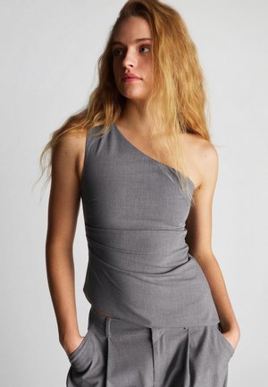 Bershka ASYMMETRIC - Camicetta - dark grey