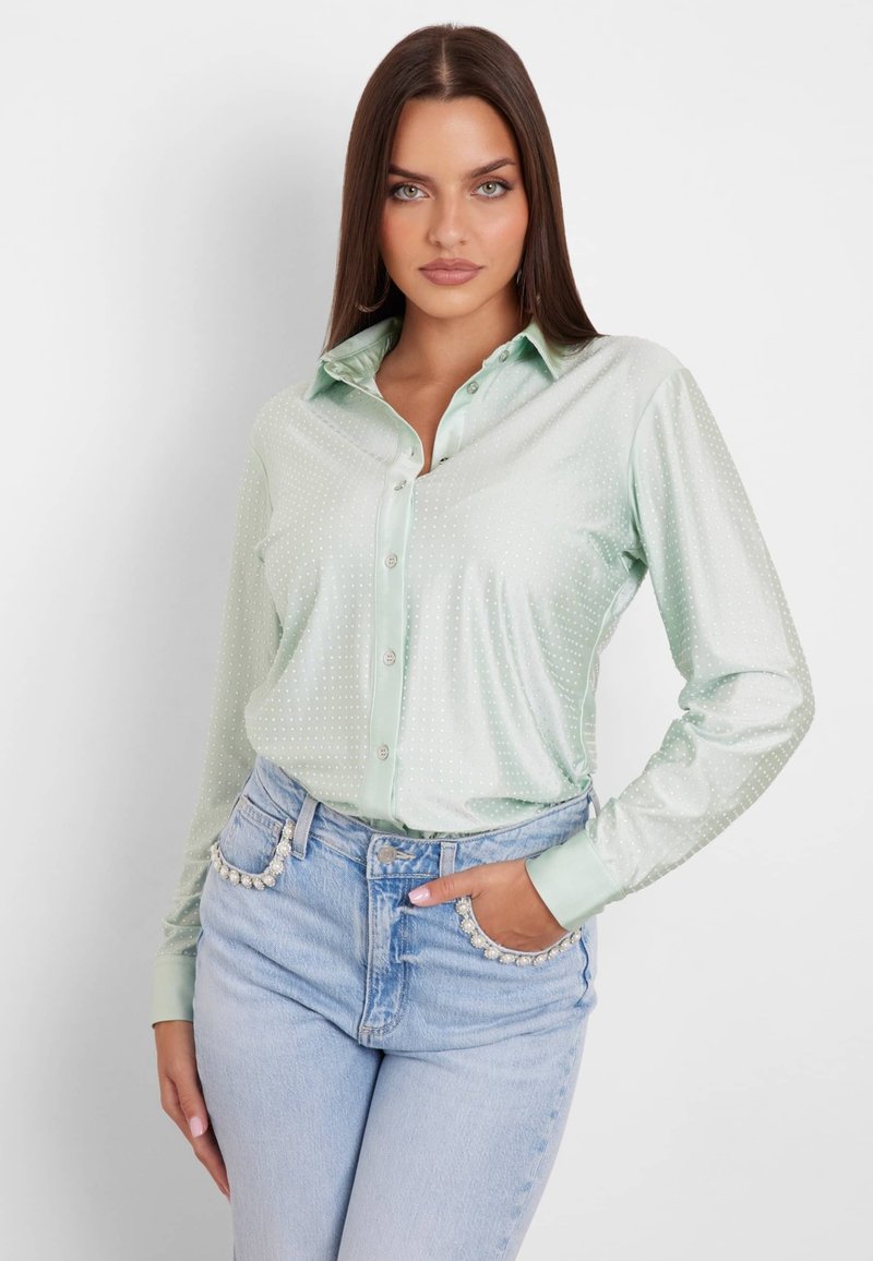 Guess ALLOVER-STRASS - Cămașă - verde acqua