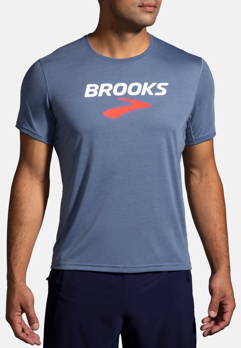 Brooks DISTANCE GRAPHIC SHORT SLEEVE Tshirts print heather dusk